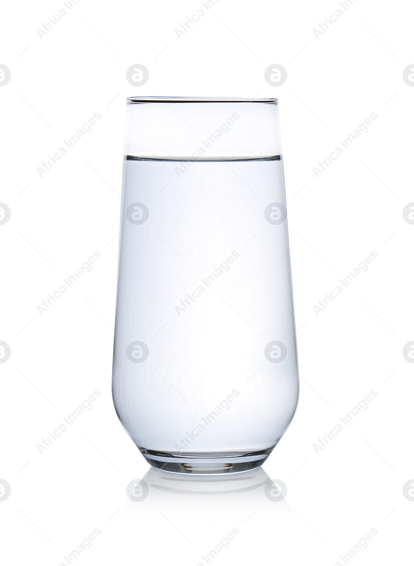 Photo of Full glass of water on white background