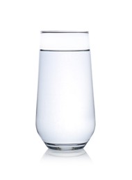 Full glass of water on white background