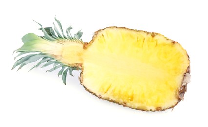 Half of ripe pineapple isolated on white