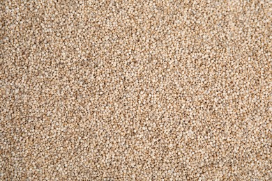 Uncooked white quinoa as background, top view