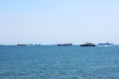 Photo of Beautiful seascape with vessels on sunny day