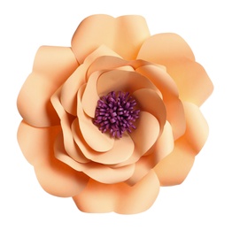 Beautiful orange flower made of paper isolated on white