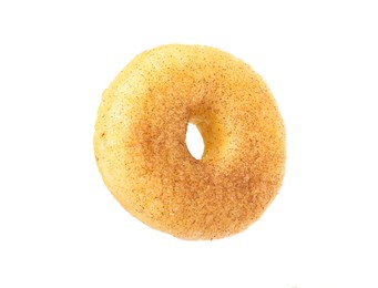 Photo of Sweet tasty glazed donut with cinnamon powder isolated on white