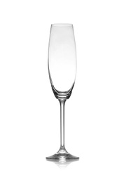 Photo of Empty clean champagne glass isolated on white