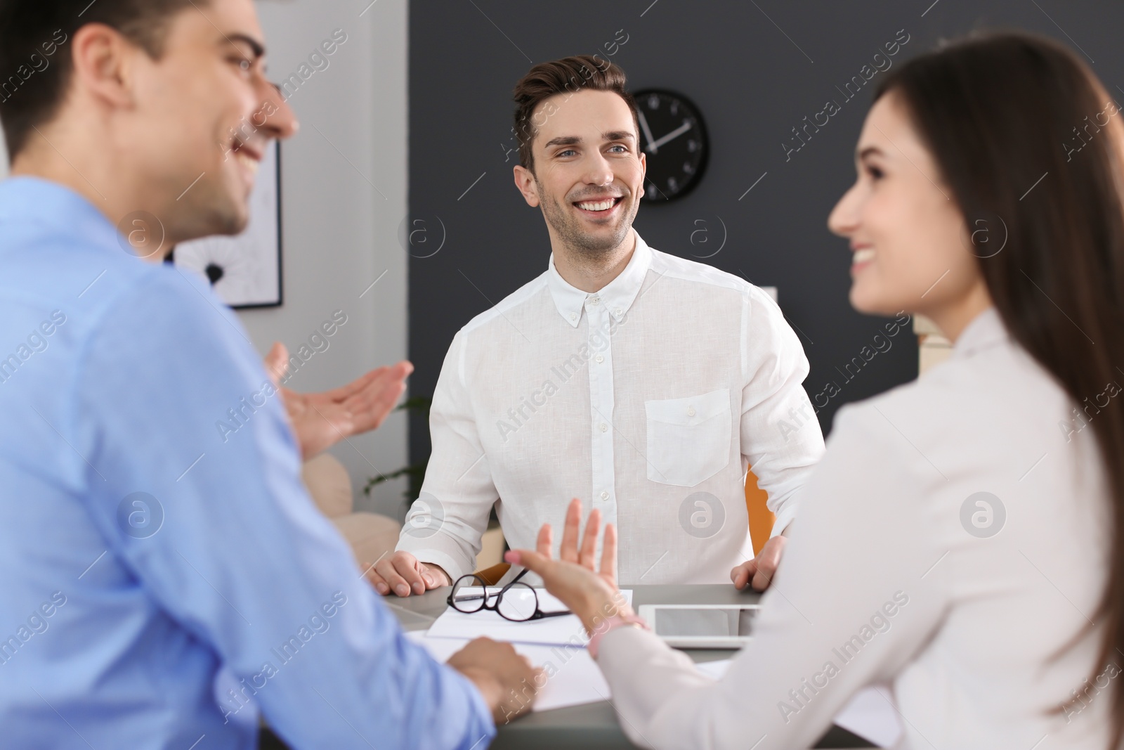 Photo of Human resources commission conducting job interview with applicant in office