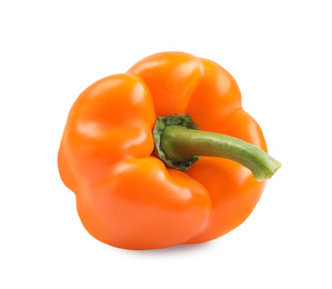 Ripe orange bell pepper isolated on white