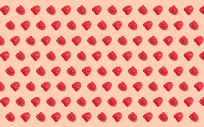Image of Pattern of raspberries on pale pink background