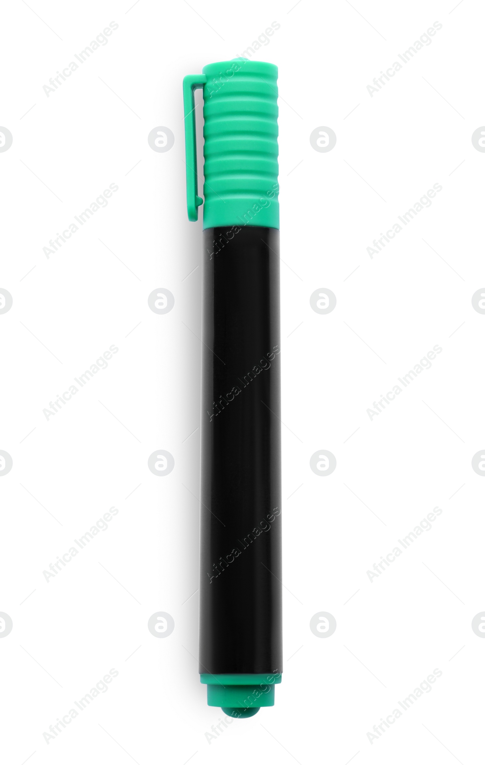 Photo of Bright color felt pen isolated on white, top view. School stationery