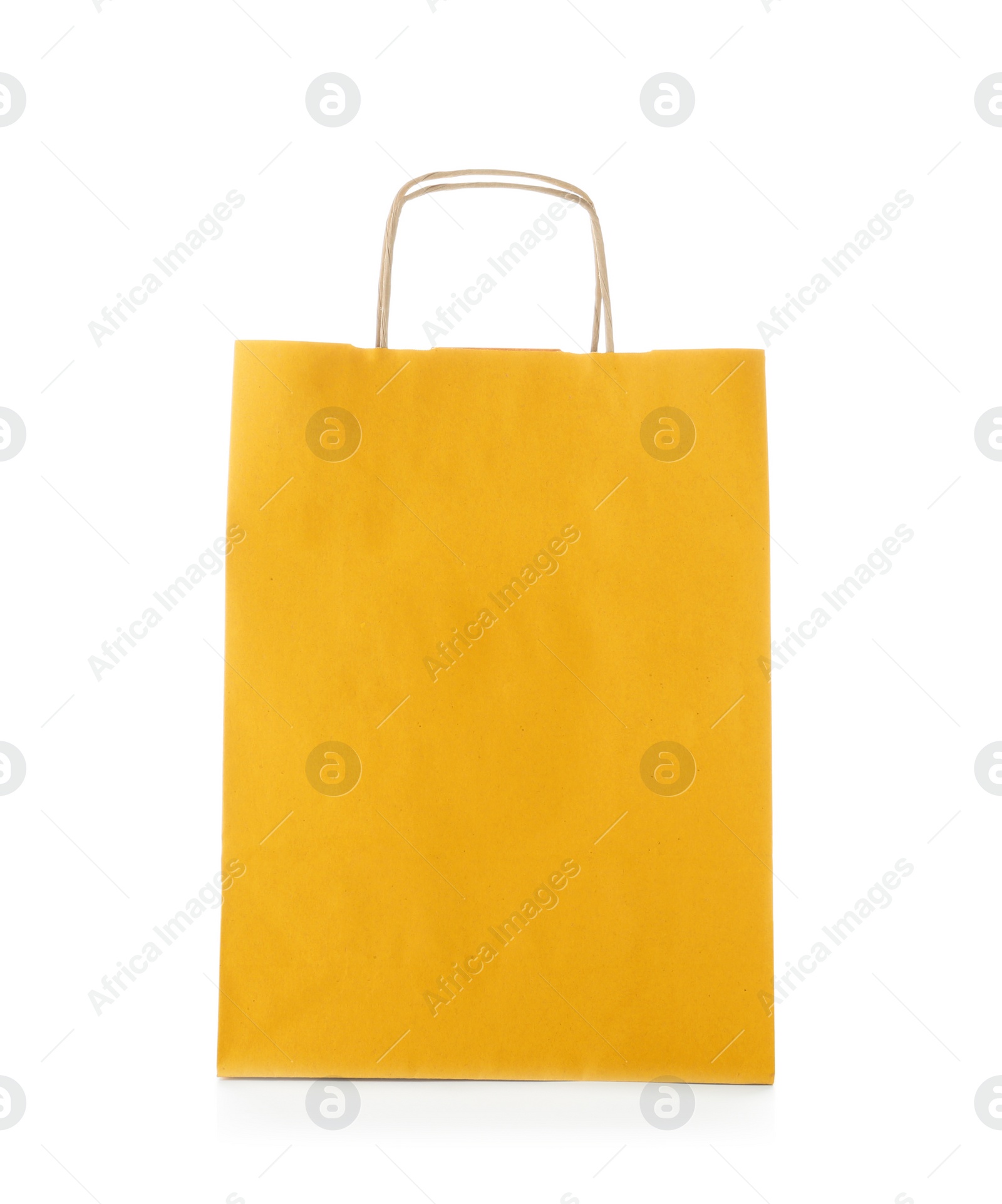 Photo of Mockup of paper shopping bag on white background