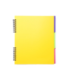 Colorful notebook on white background. School stationery