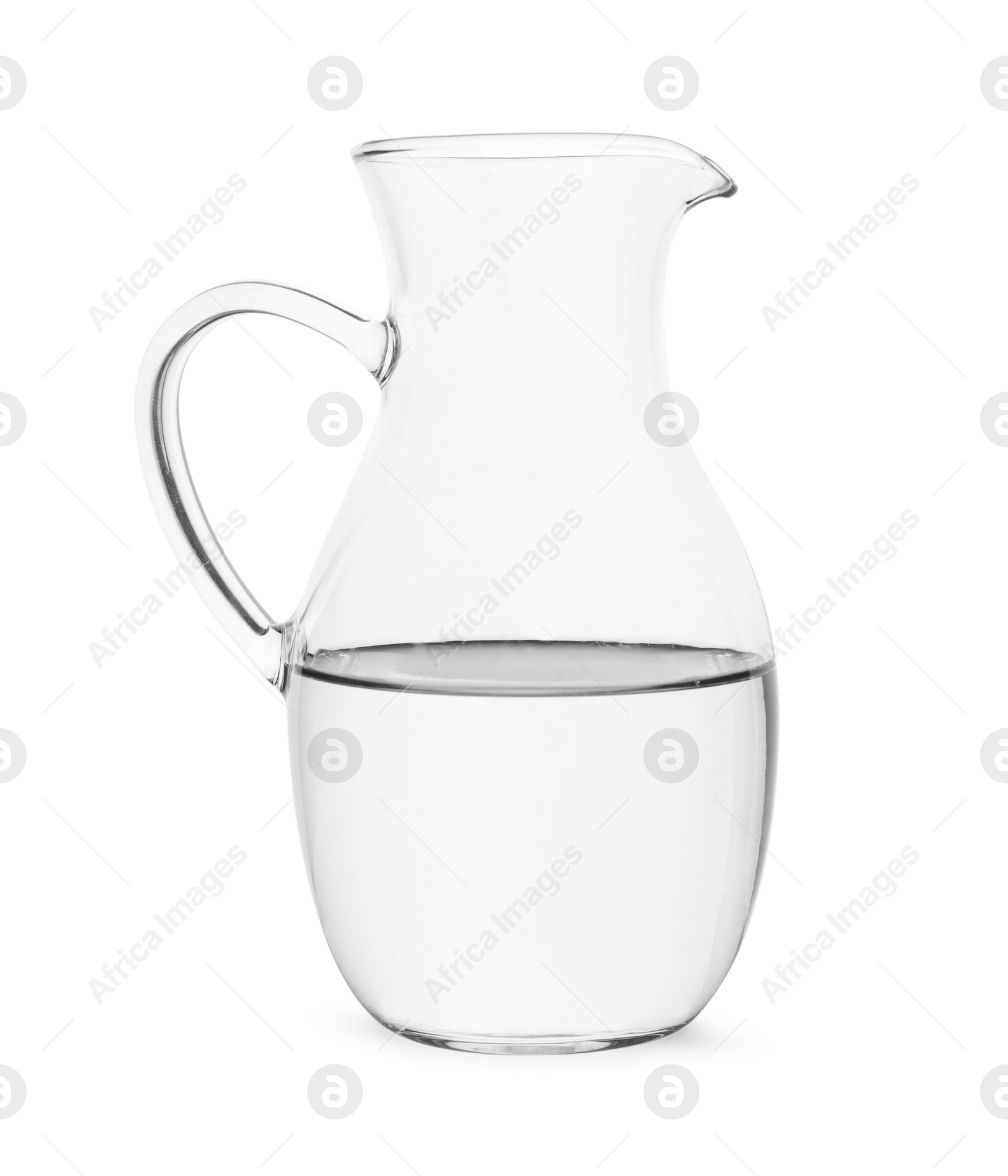 Photo of Glass jug with water isolated on white