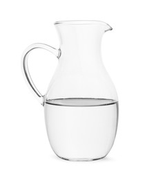 Photo of Glass jug with water isolated on white