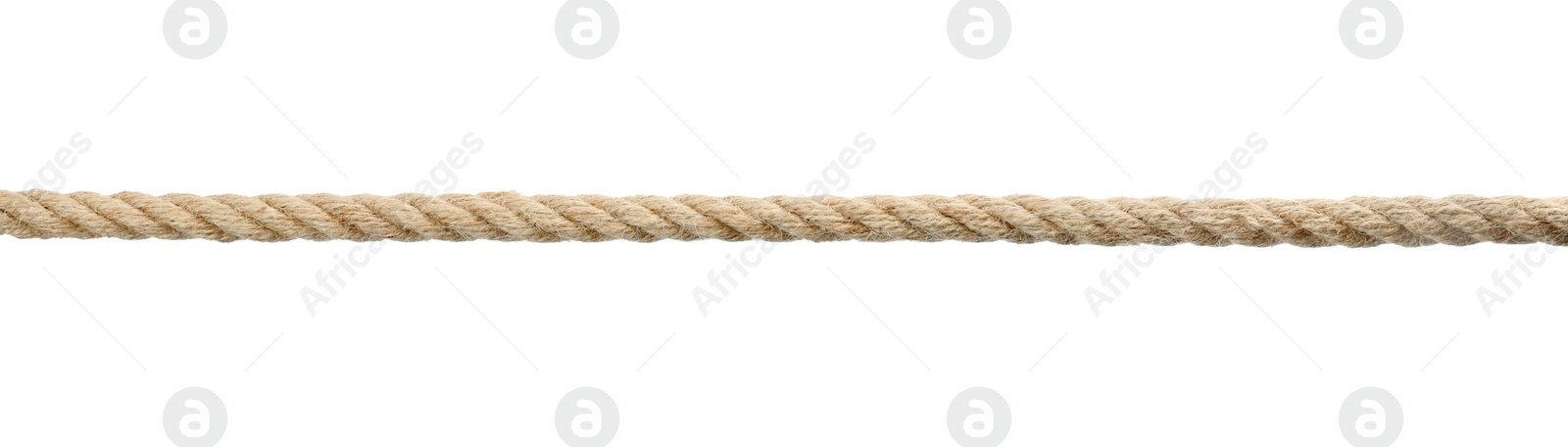 Photo of Hemp rope isolated on white. Organic material