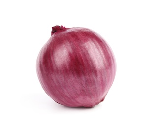 Photo of Fresh whole red onion on white background