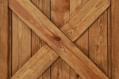 Photo of Side of old wooden crate as background, closeup