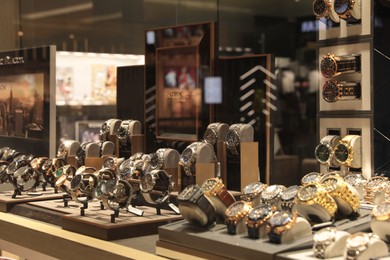 Photo of Turkey, Trabzon-June 30, 2022: Showcase with different luxury watches in store