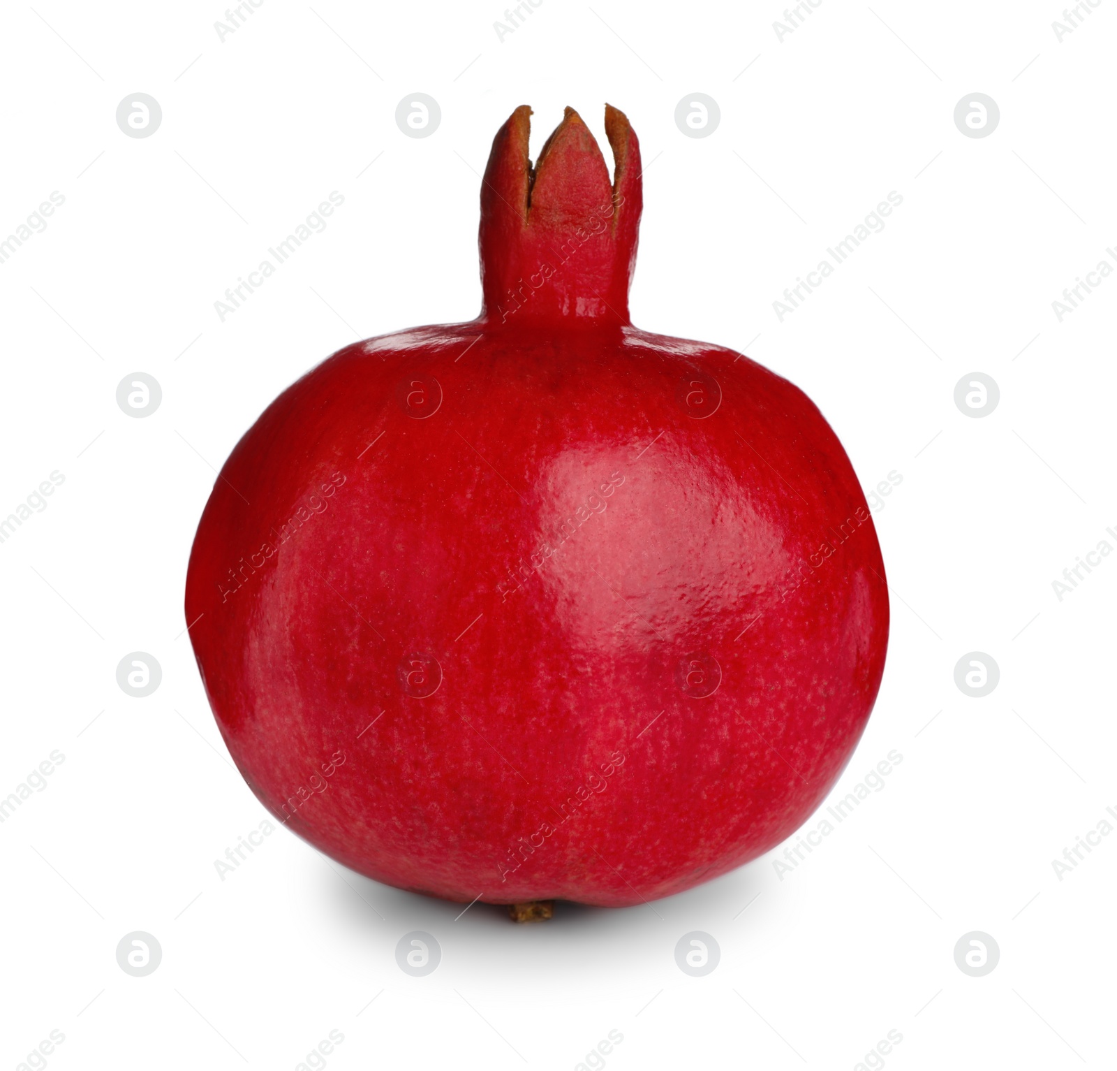 Photo of Fresh ripe pomegranate isolated on white. Exotic fruit