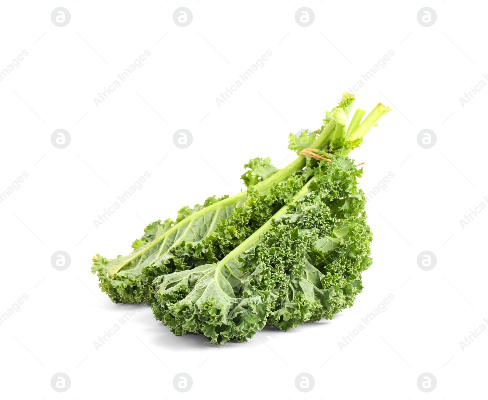 Photo of Fresh green kale leaves isolated on white