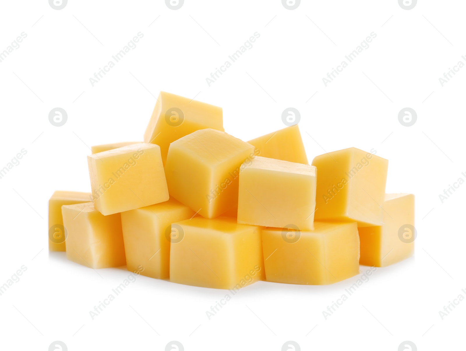 Photo of Cut fresh delicious cheese isolated on white