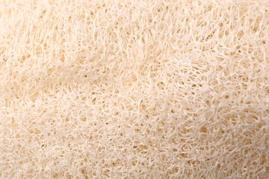 Photo of Loofah sponge as background, top view. Personal hygiene product