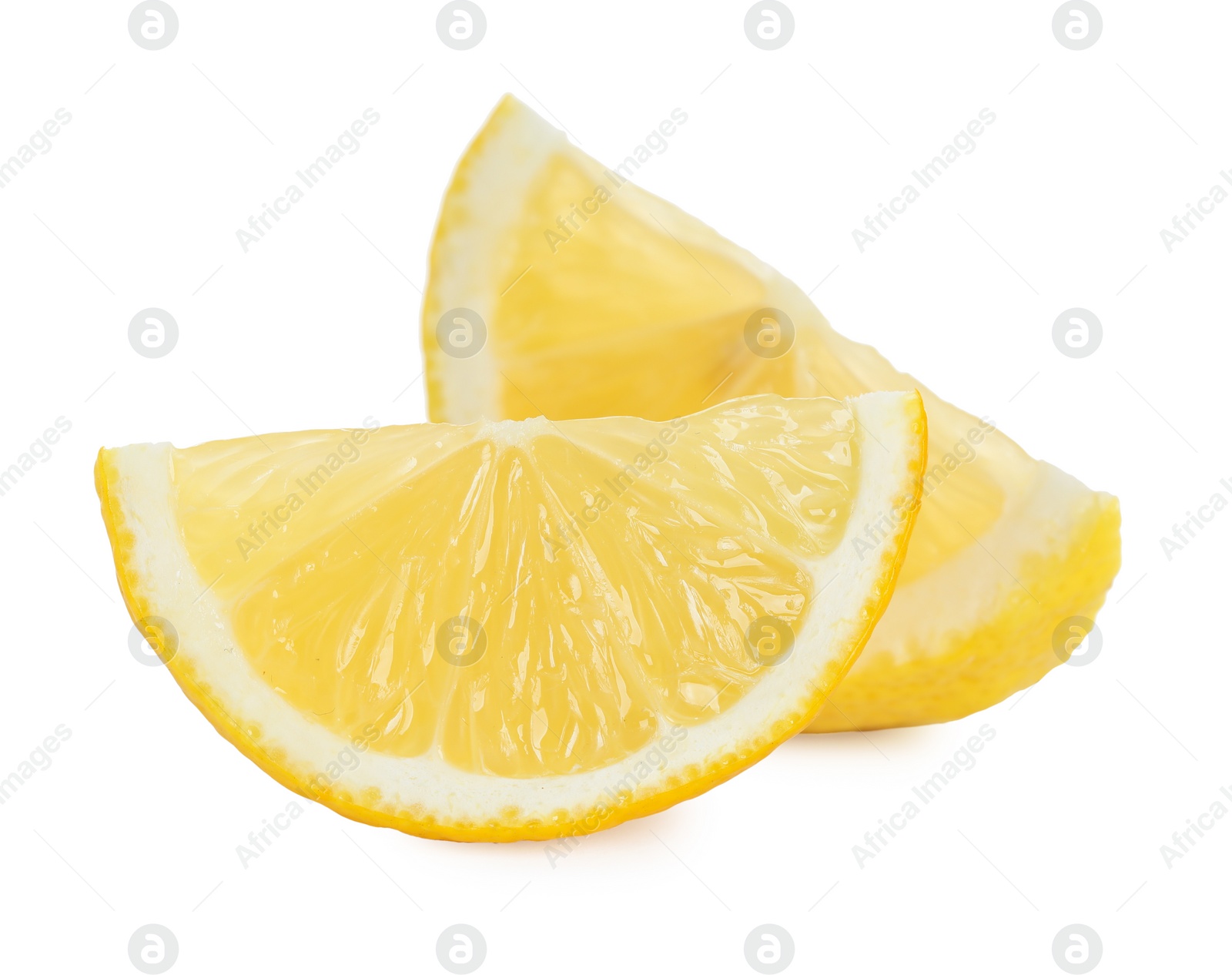 Photo of Pieces of fresh lemon isolated on white