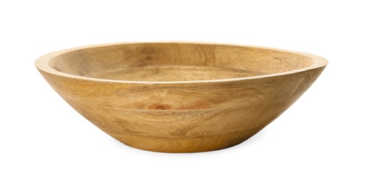 Photo of Empty clean wooden bowl isolated on white