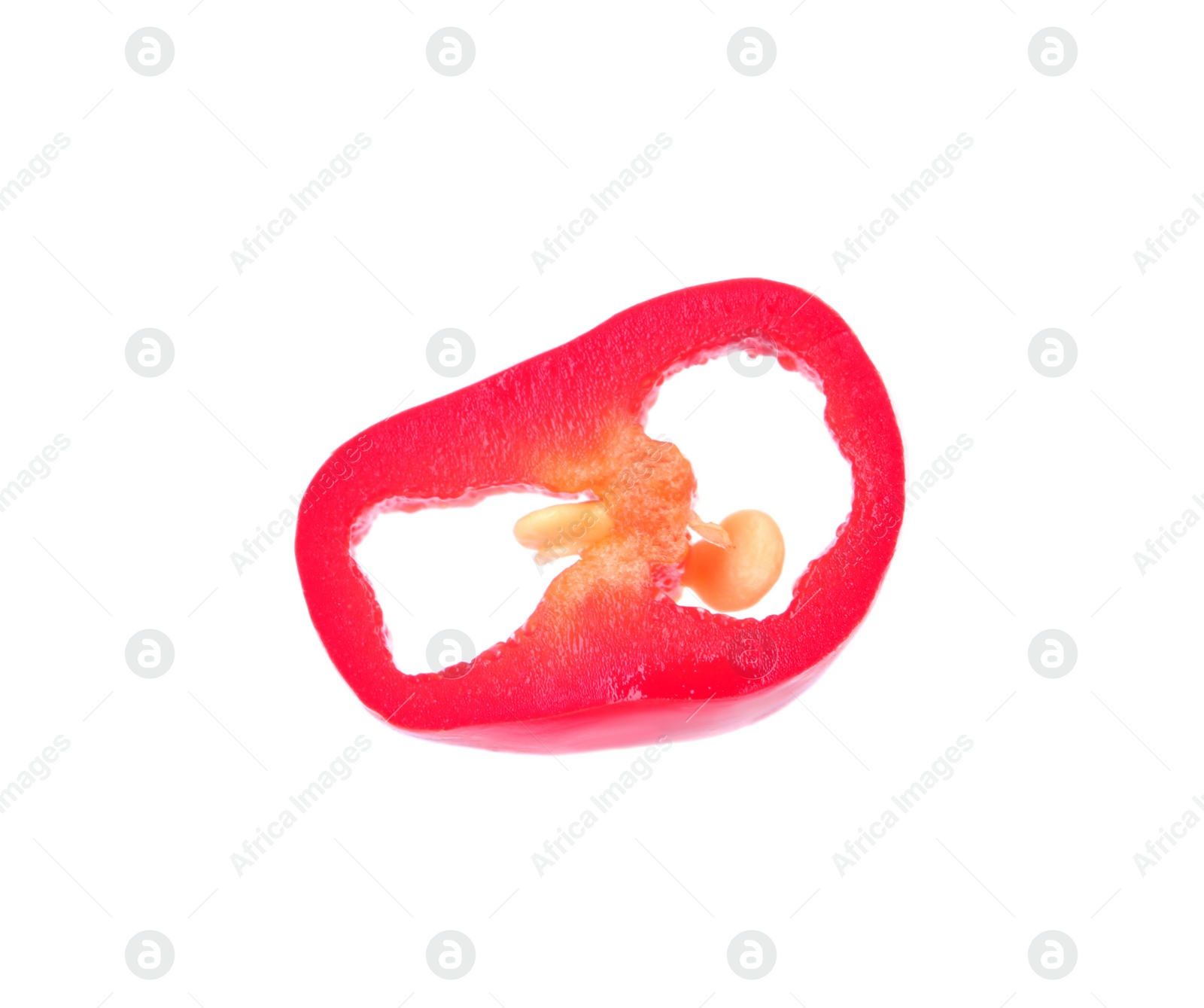 Photo of Cut red chili pepper on white background