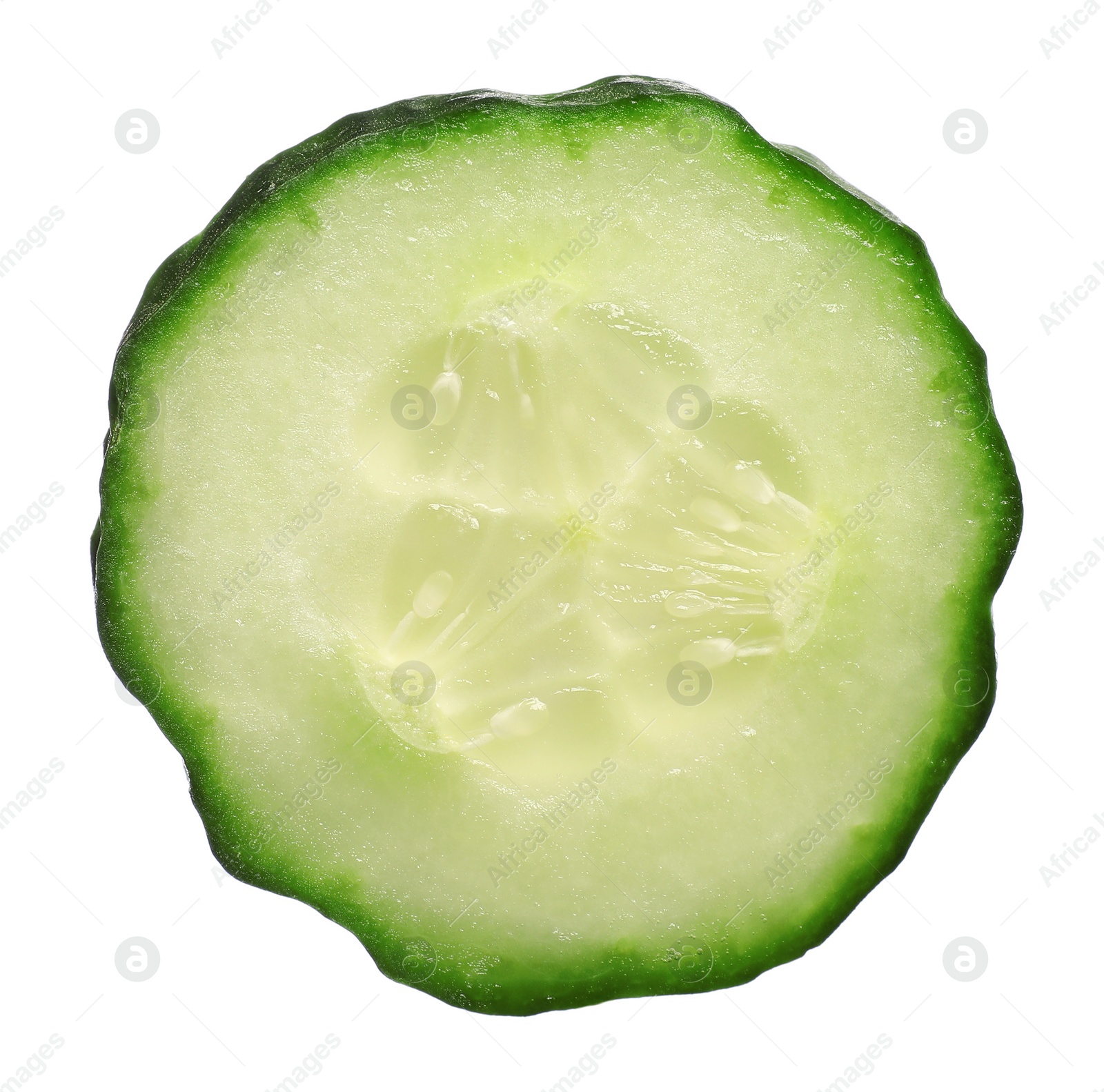 Photo of Slice of fresh cucumber isolated on white