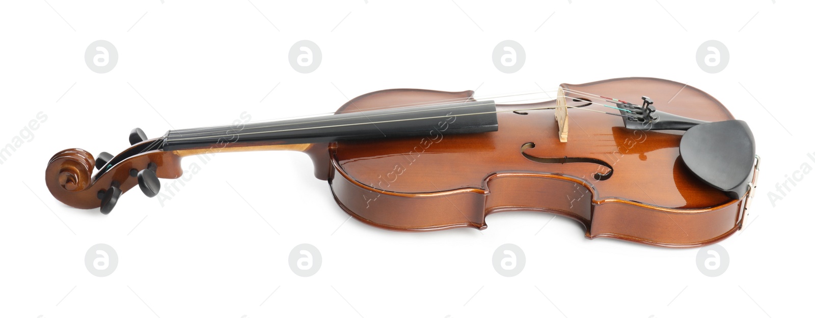 Photo of Beautiful classic violin isolated on white. Musical instrument