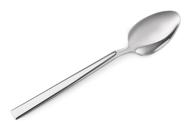 Photo of One new shiny spoon isolated on white