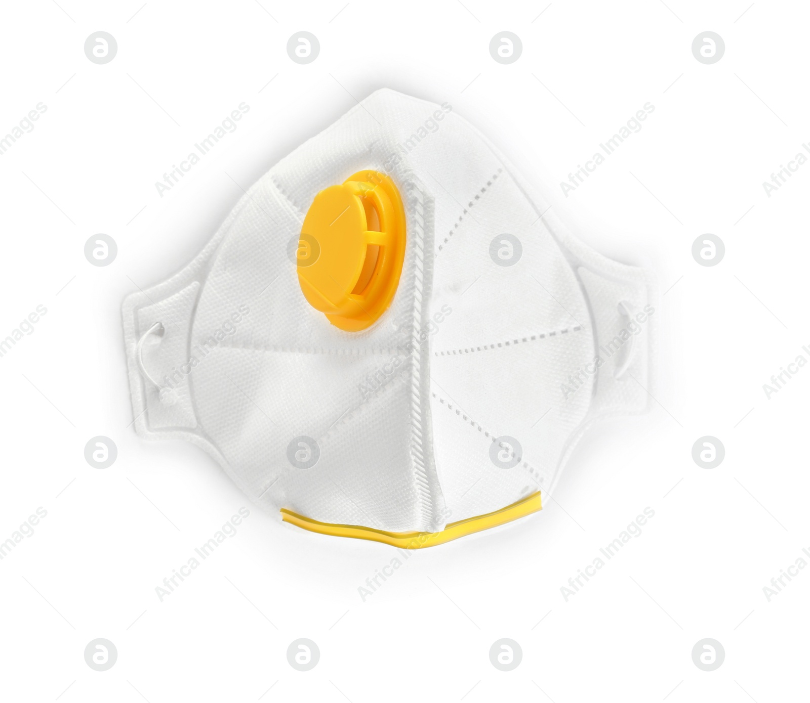 Photo of Respirator mask on white background, top view. Construction tools