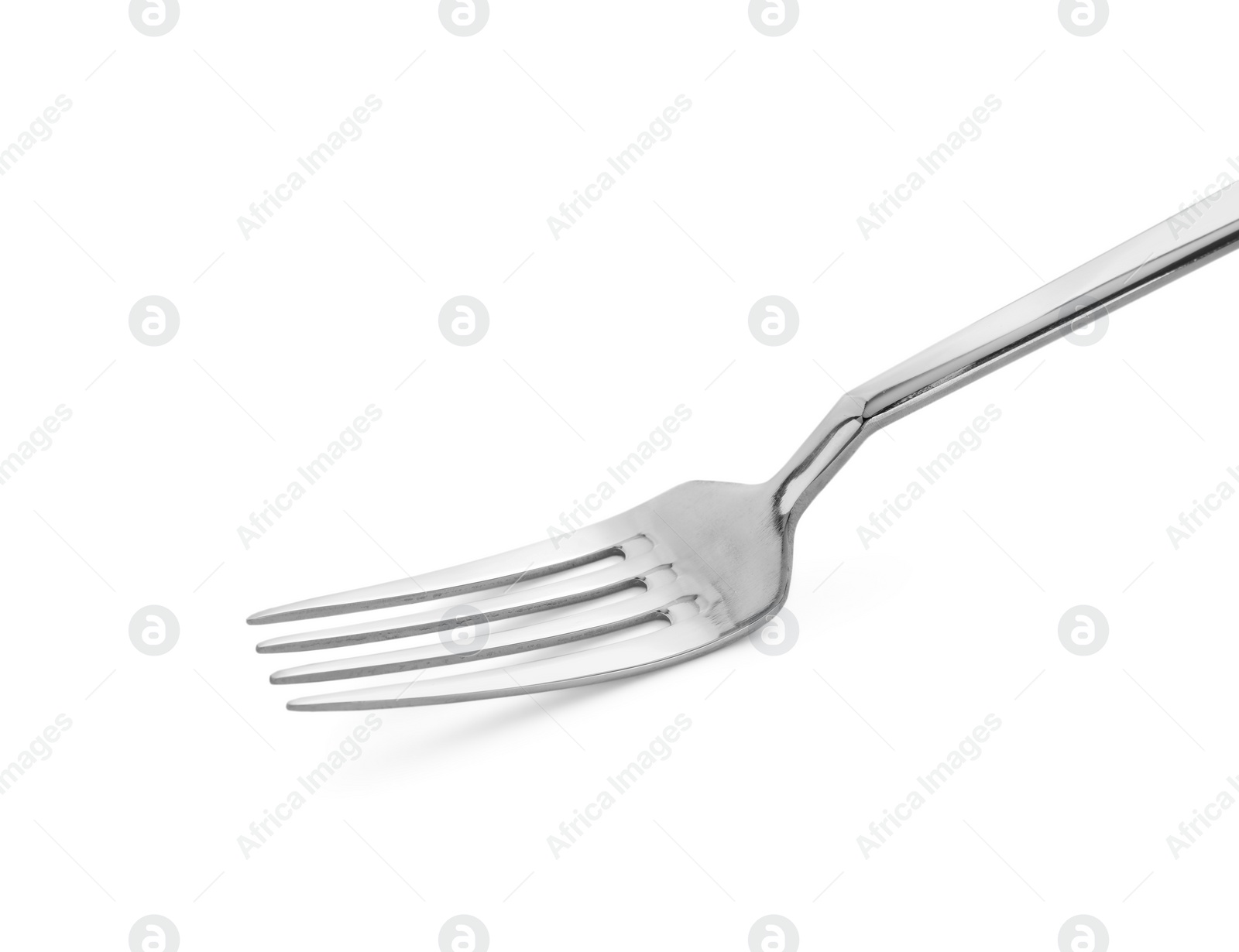 Photo of One shiny metal fork isolated on white