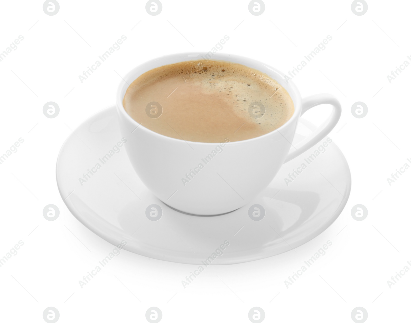 Photo of Cup of tasty coffee isolated on white