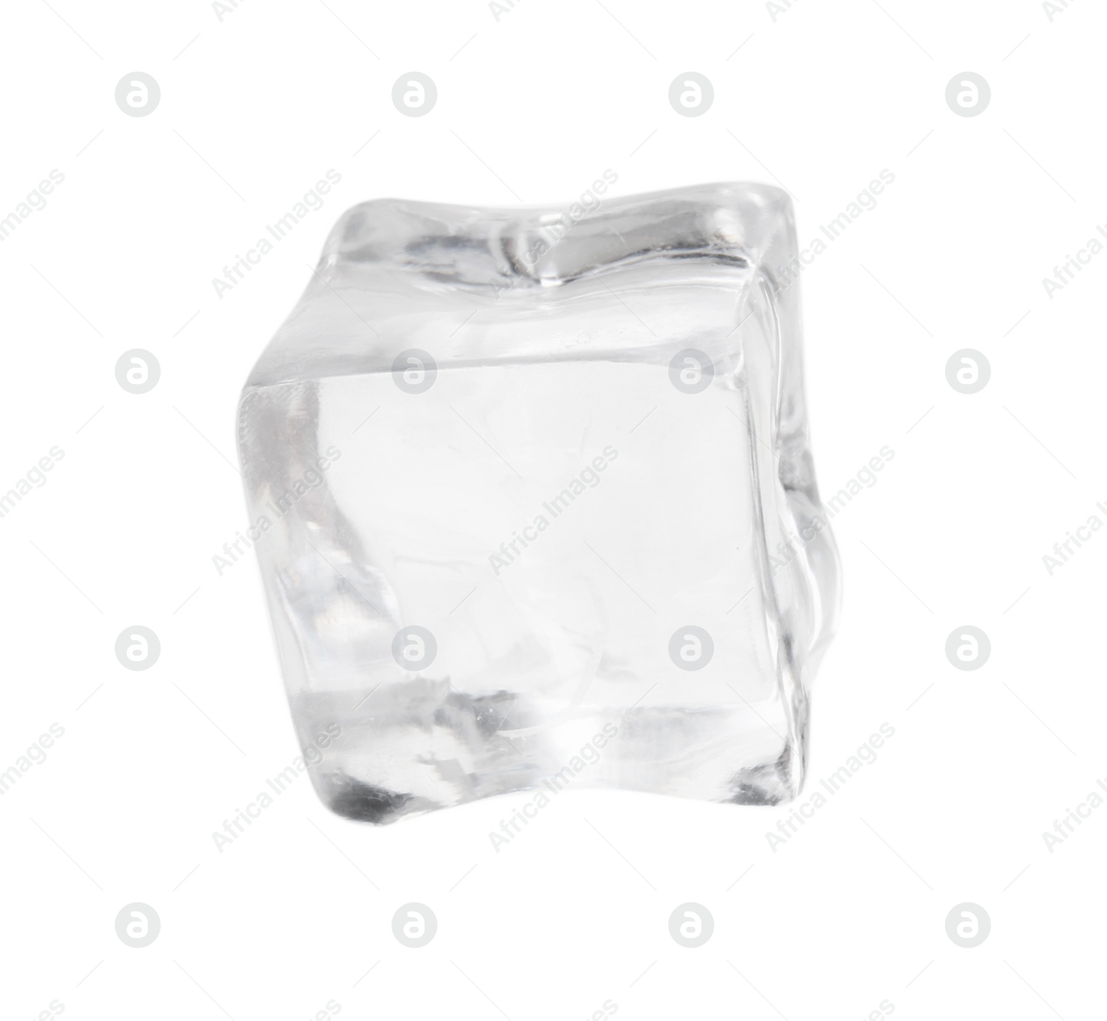 Photo of One crystal clear ice cube isolated on white