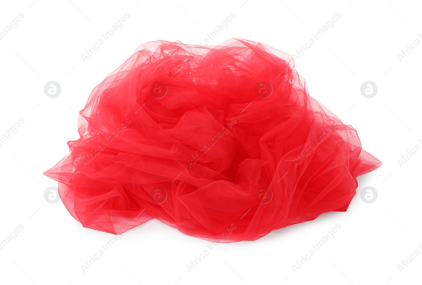 Photo of Beautiful red tulle fabric on white background