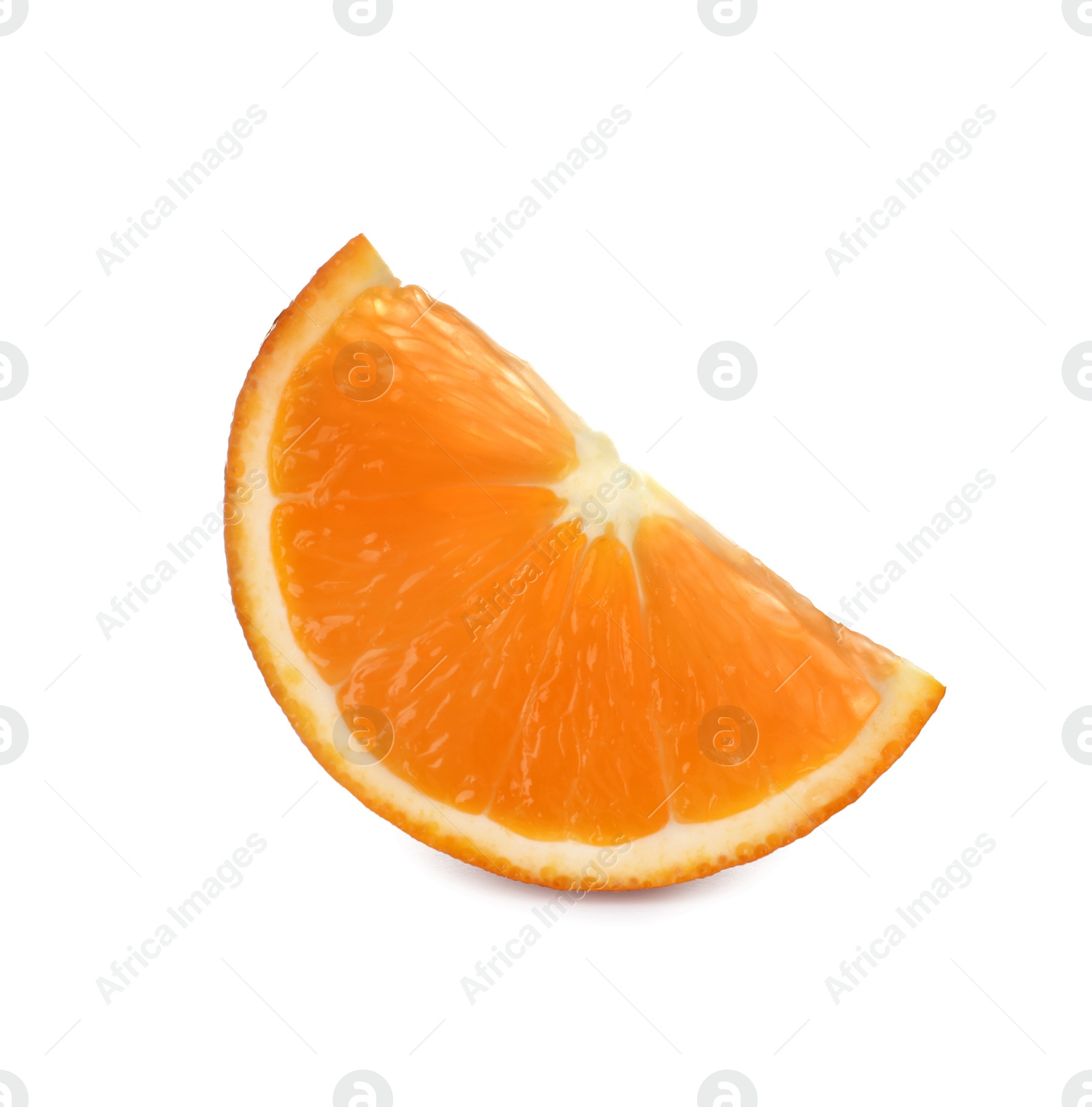 Photo of Slice of ripe orange isolated on white