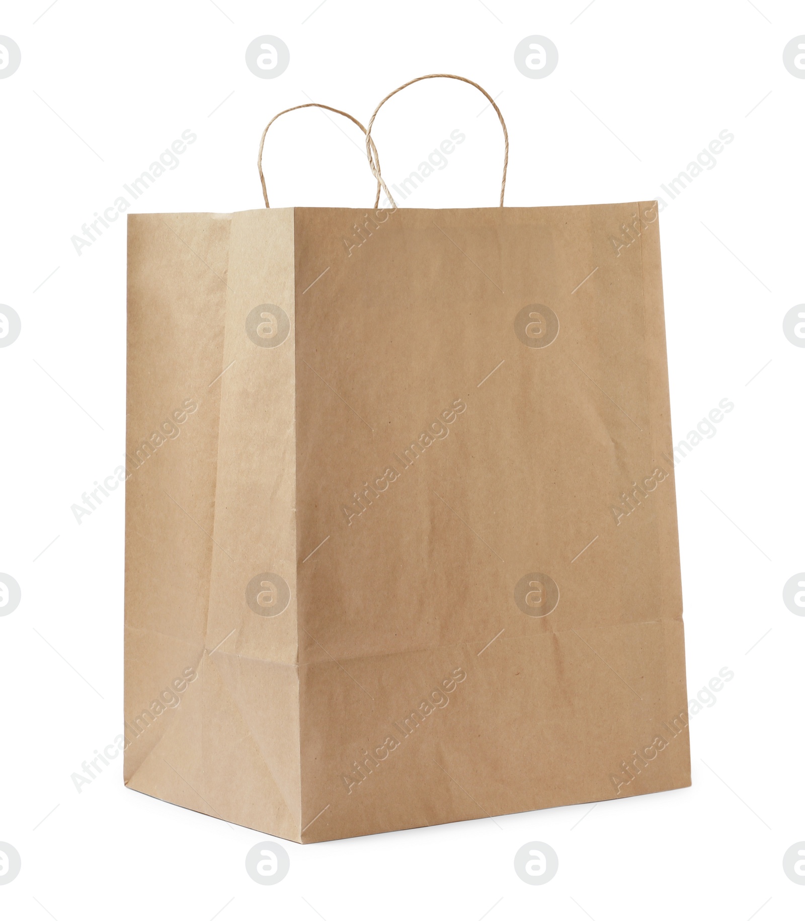 Photo of Kraft shopping paper bag isolated on white