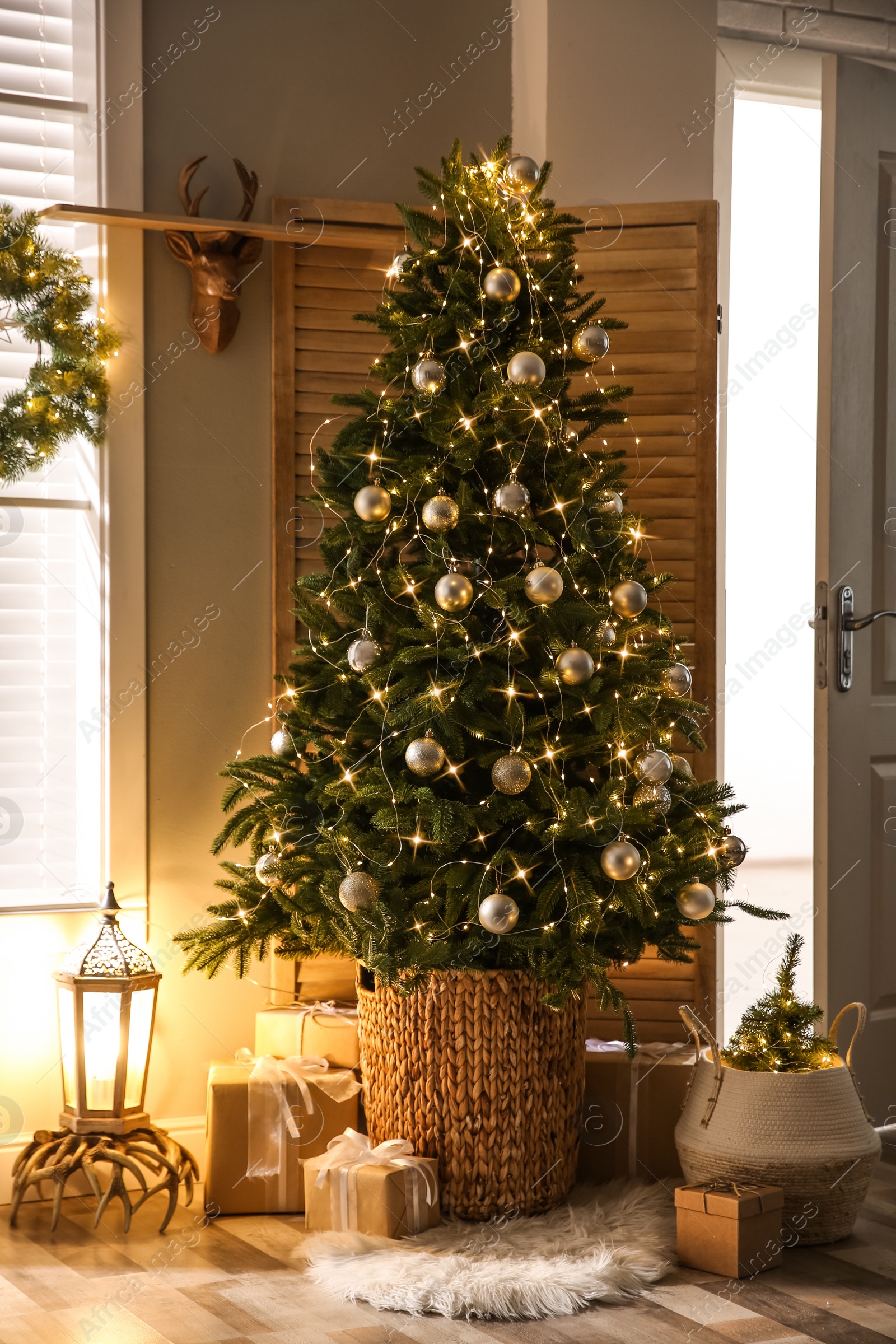 Photo of Beautiful living room interior decorated for Christmas