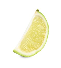 Photo of Citrus fruit. Slice of fresh lime isolated on white