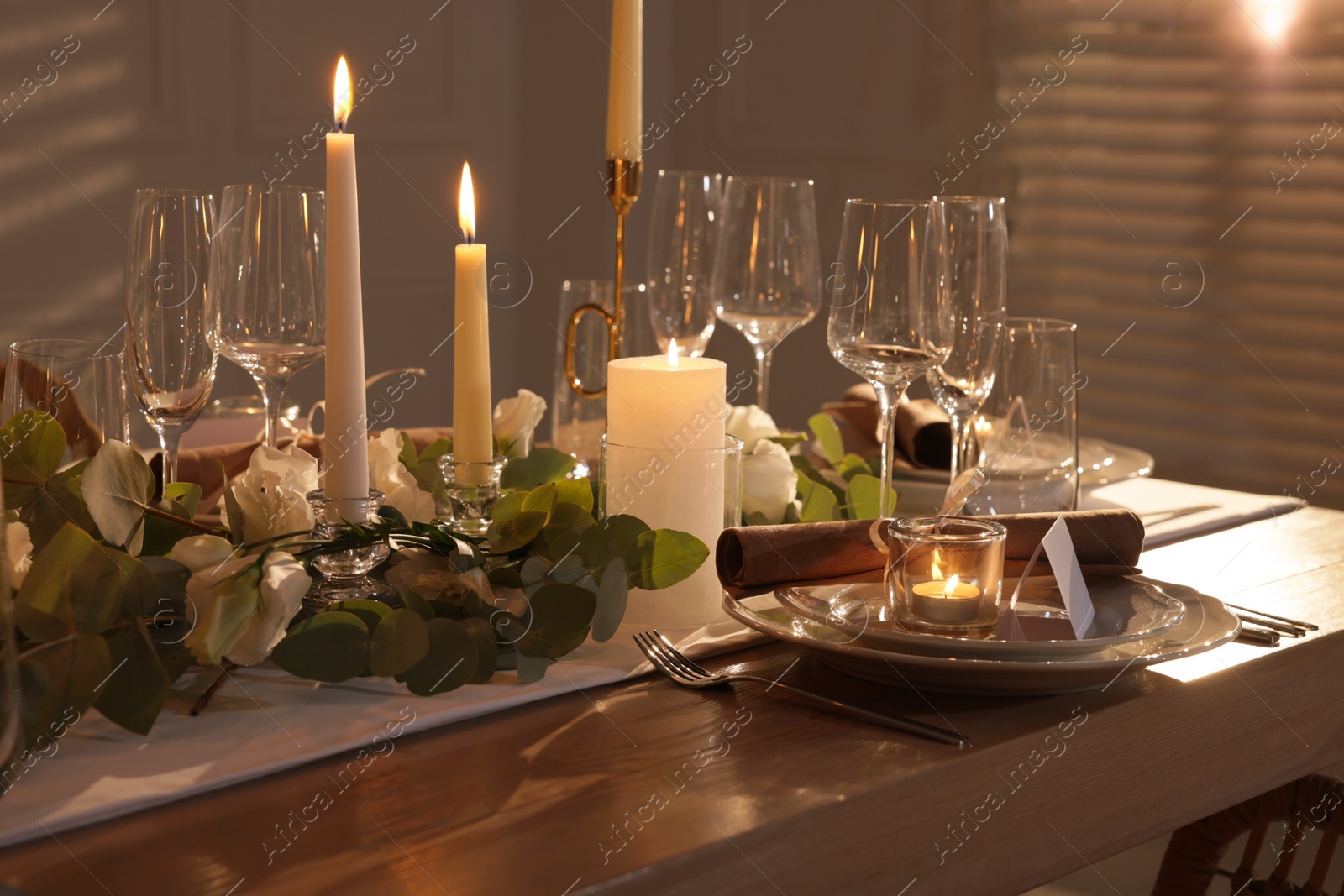 Photo of Festive table setting with beautiful tableware and decor indoors