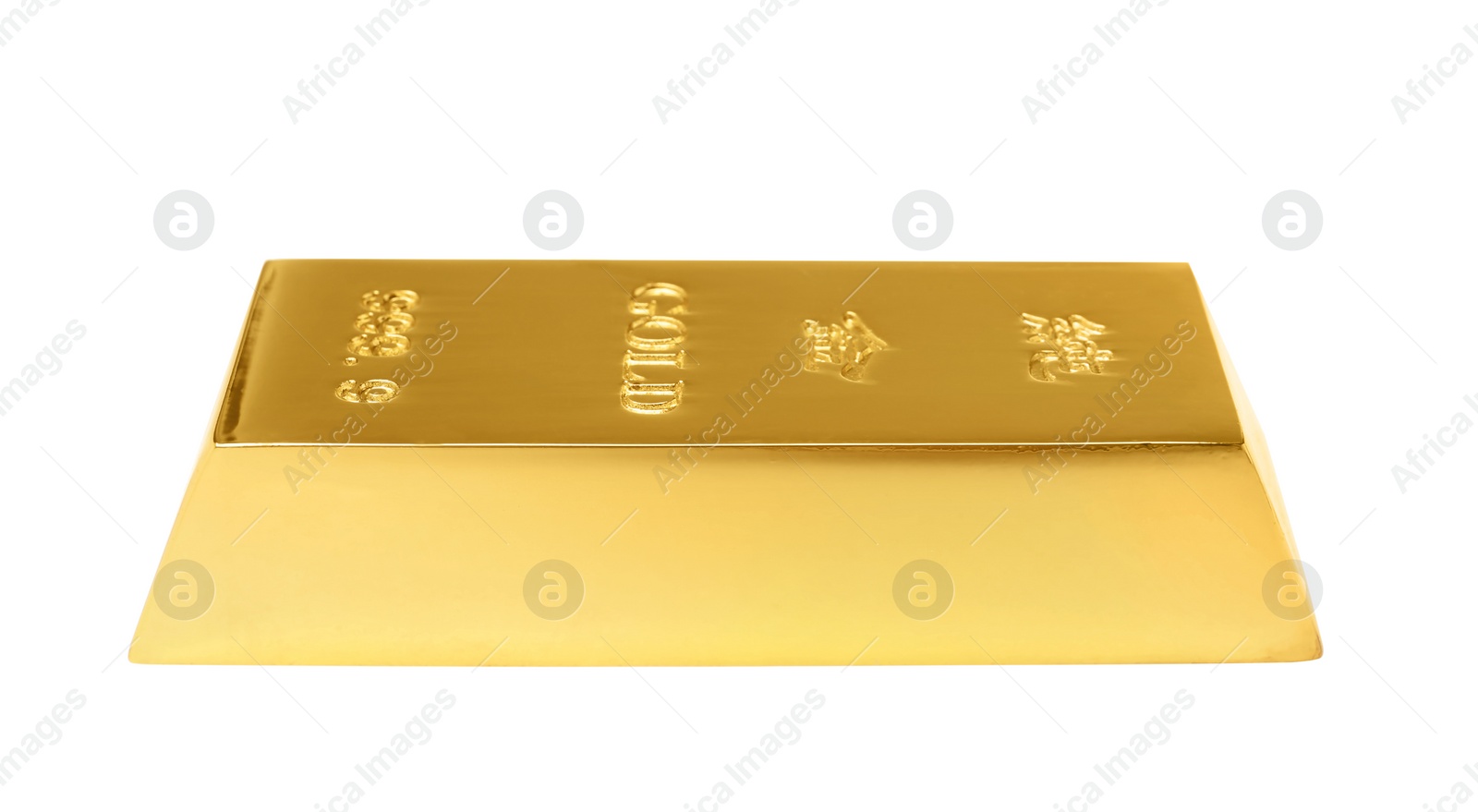 Photo of Precious shiny gold bar on white background