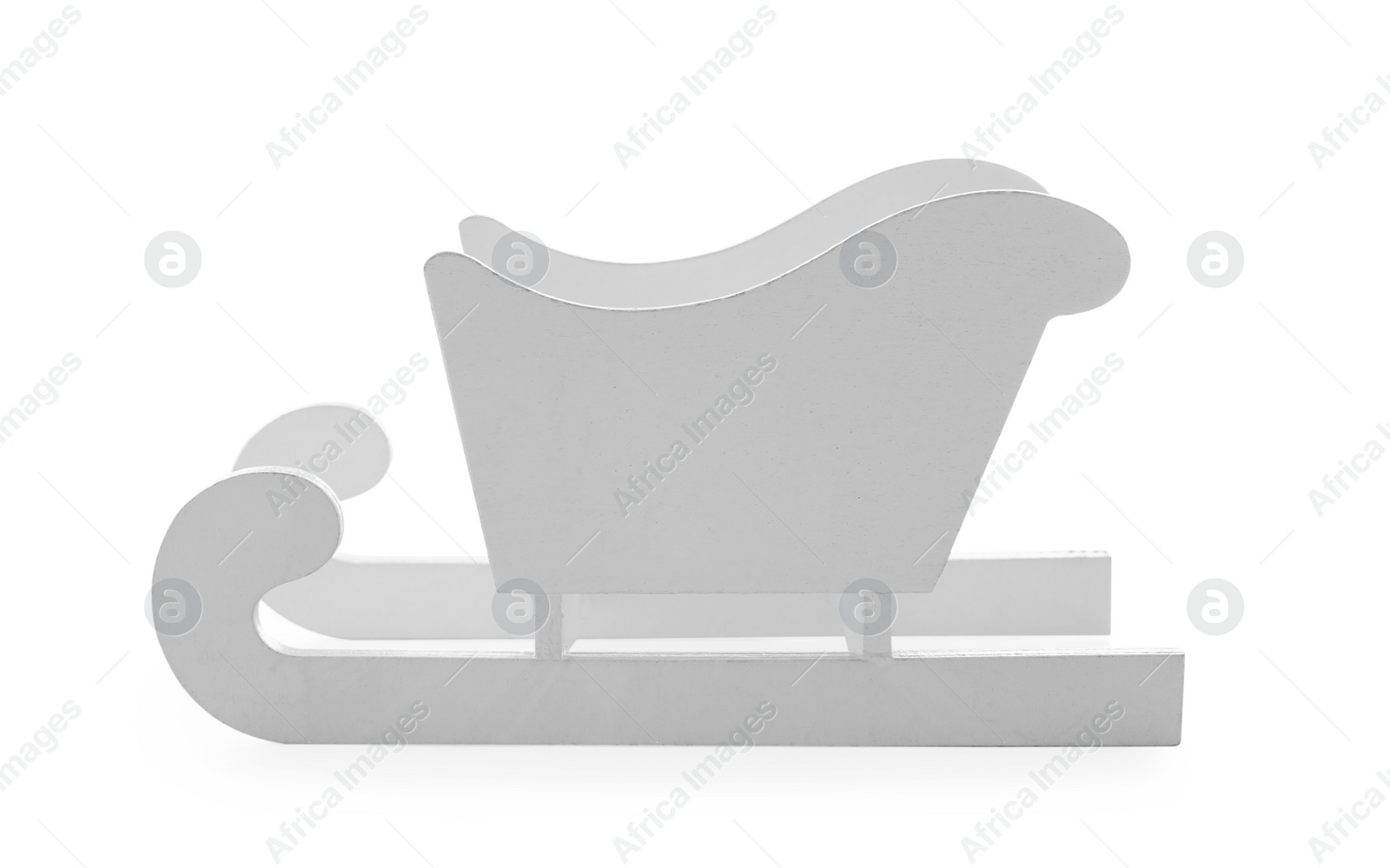 Photo of Beautiful decorative wooden sleigh on white background