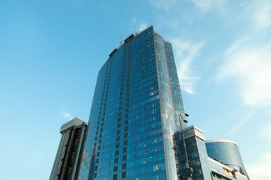 Photo of Beautiful modern building on sunny day, low angle view