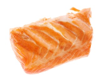 Photo of Piece of tasty grilled salmon isolated on white