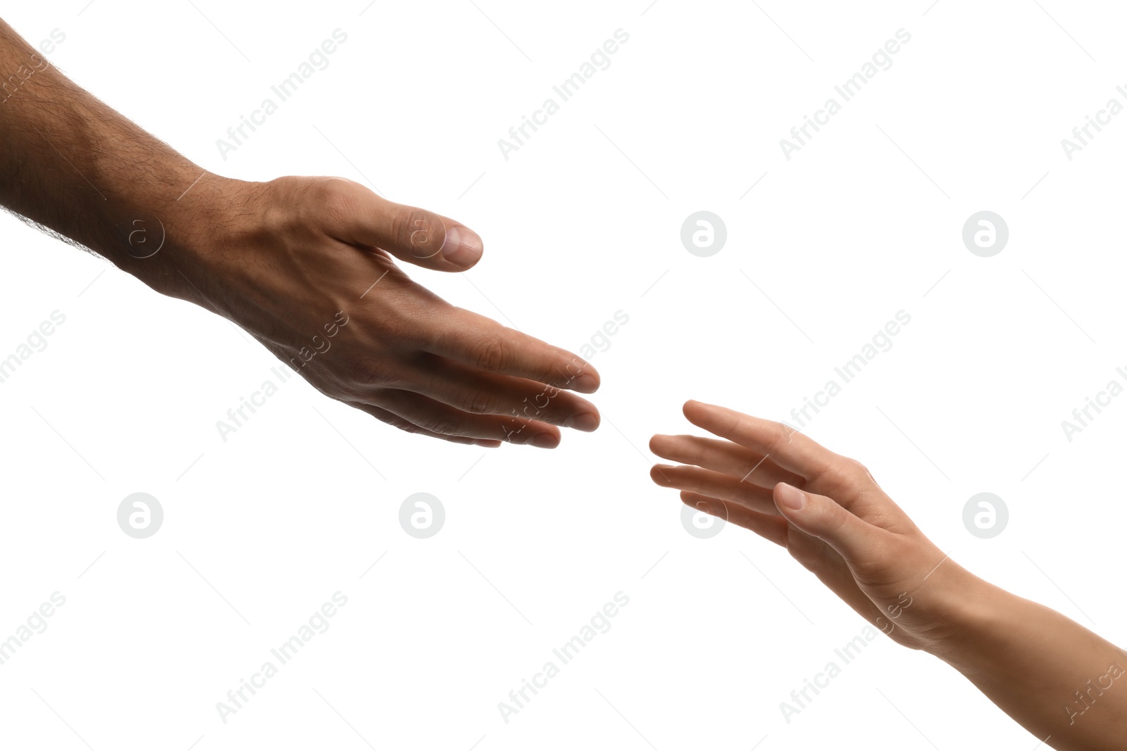 Photo of Man and woman on white background, closeup