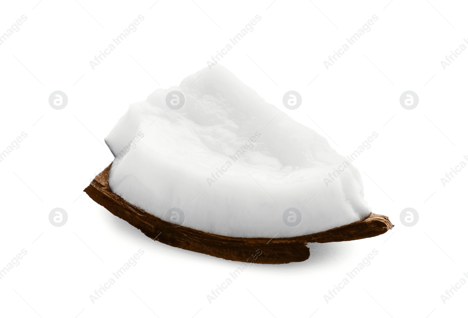 Photo of Piece of fresh ripe coconut isolated on white