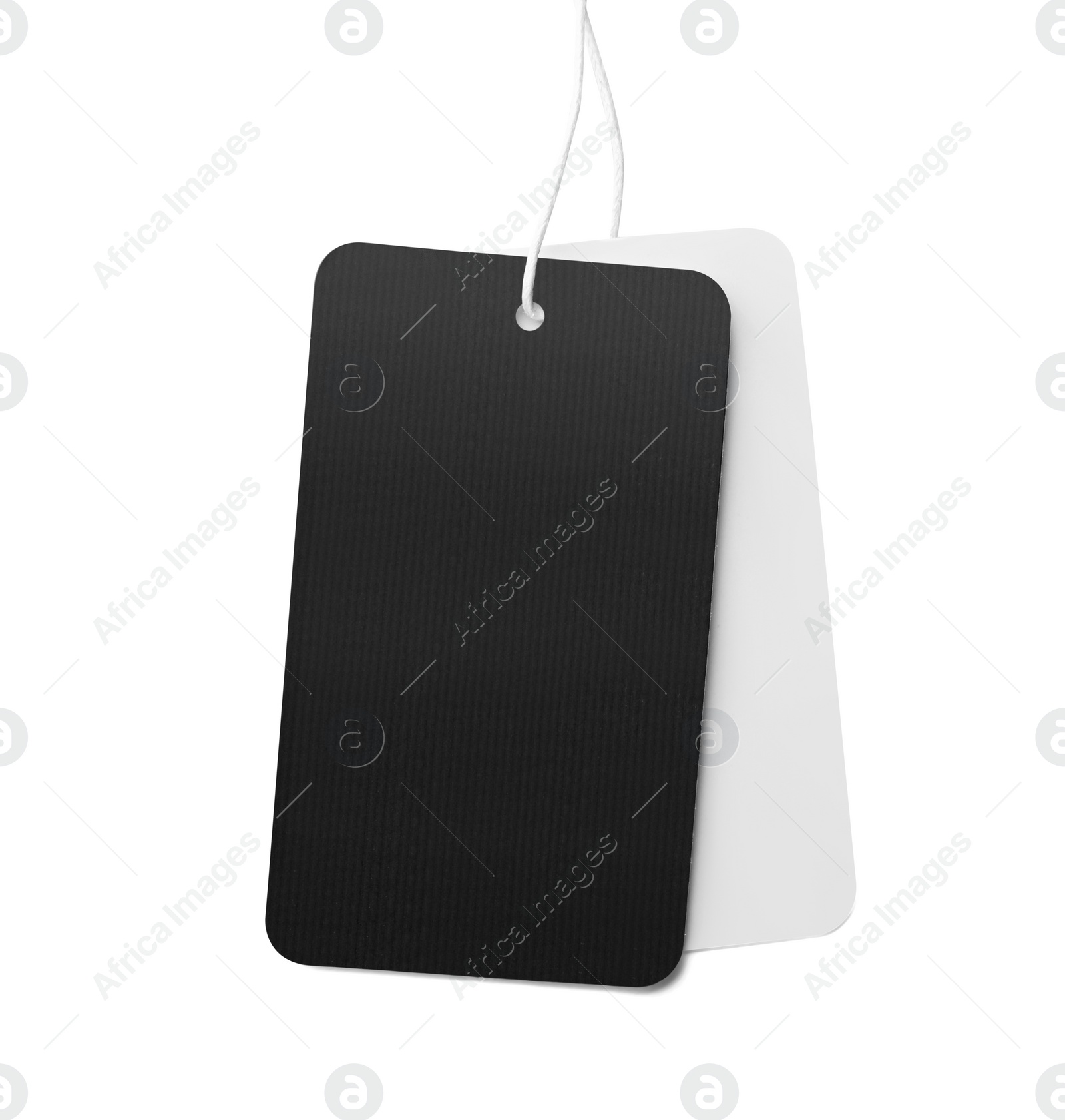 Photo of Cardboard tags with space for text isolated on white, top view