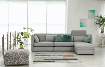 Photo of Modern living room interior with comfortable sofa