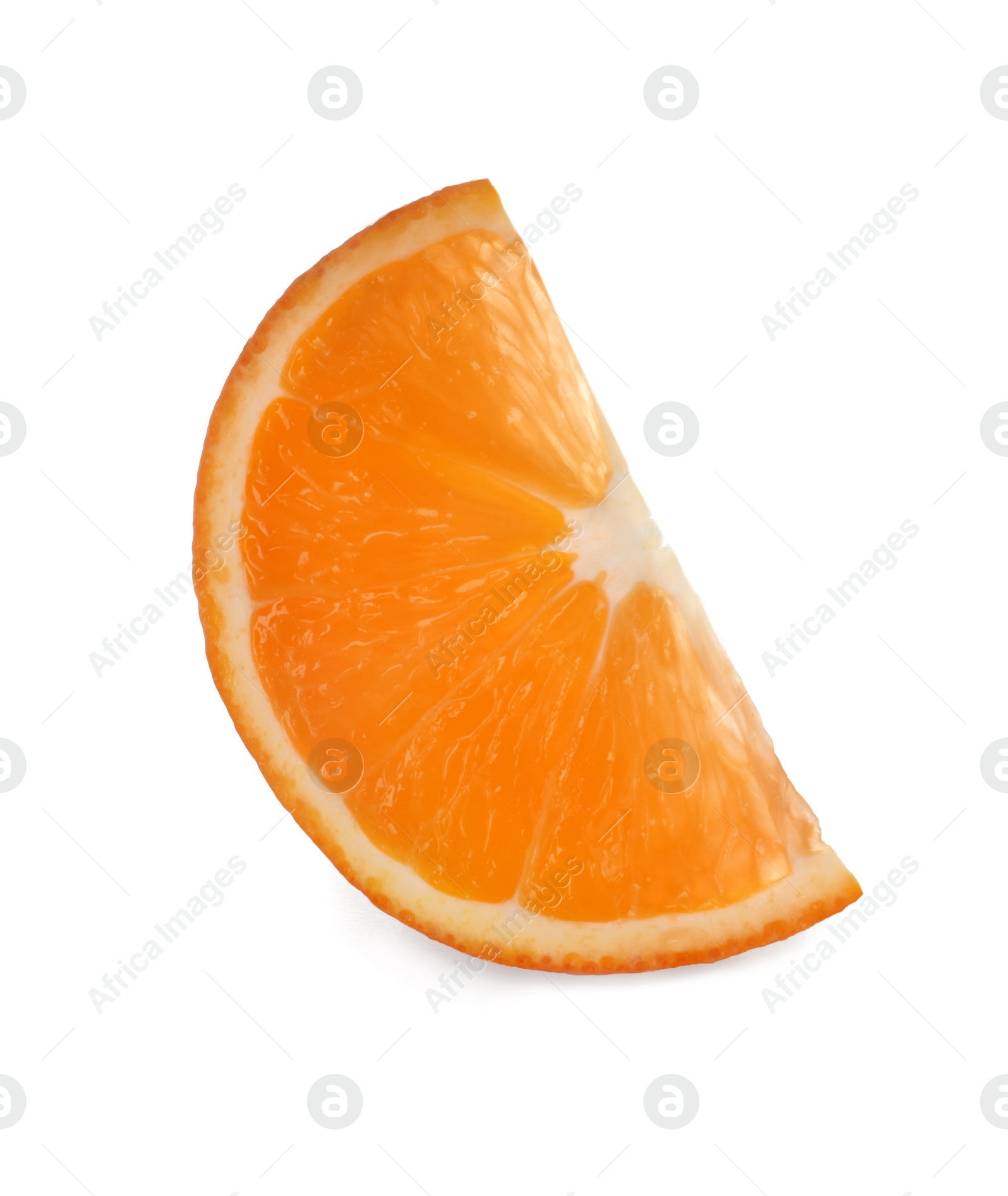 Slice of ripe orange isolated on white Photo of Slice of ripe orange isolated on white