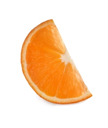 Photo of Slice of ripe orange isolated on white